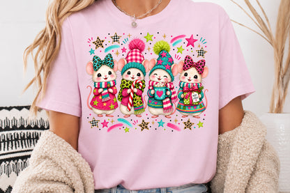 Cute Christmas Mice PNG Sublimation Bundle Winter Mouse Design