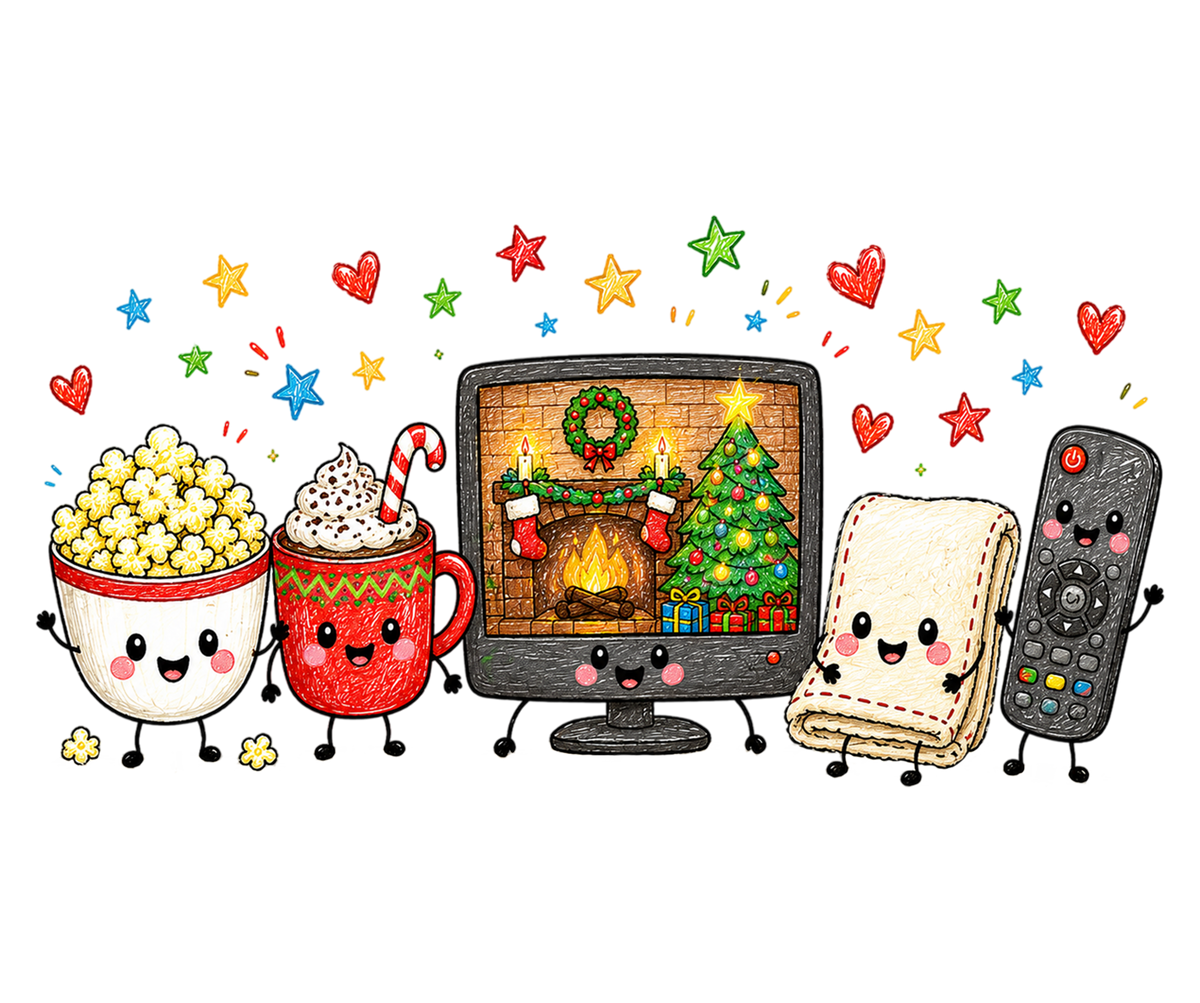 Christmas Movie Night PNG | Cozy Holiday Cinema Clipart
