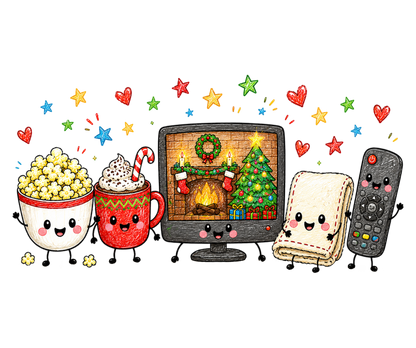 Christmas Movie Night PNG | Cozy Holiday Cinema Clipart