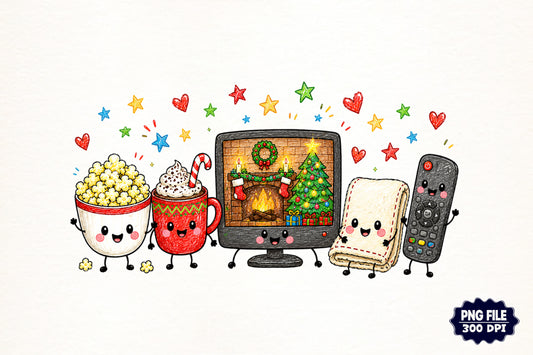 Christmas Movie Night PNG | Cozy Holiday Cinema Clipart