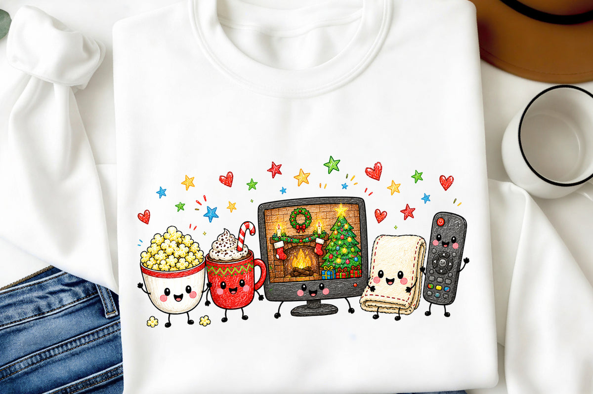 Christmas Movie Night PNG | Cozy Holiday Cinema Clipart
