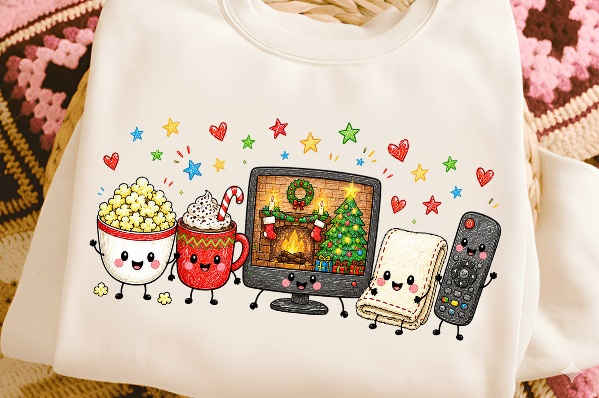 Christmas Movie Night PNG | Cozy Holiday Cinema Clipart