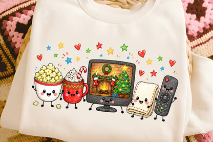 Christmas Movie Night PNG | Cozy Holiday Cinema Clipart