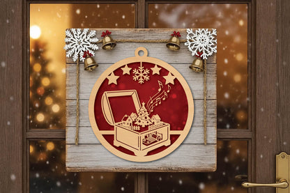 Christmas Music Box Ornament Laser Cut SVG