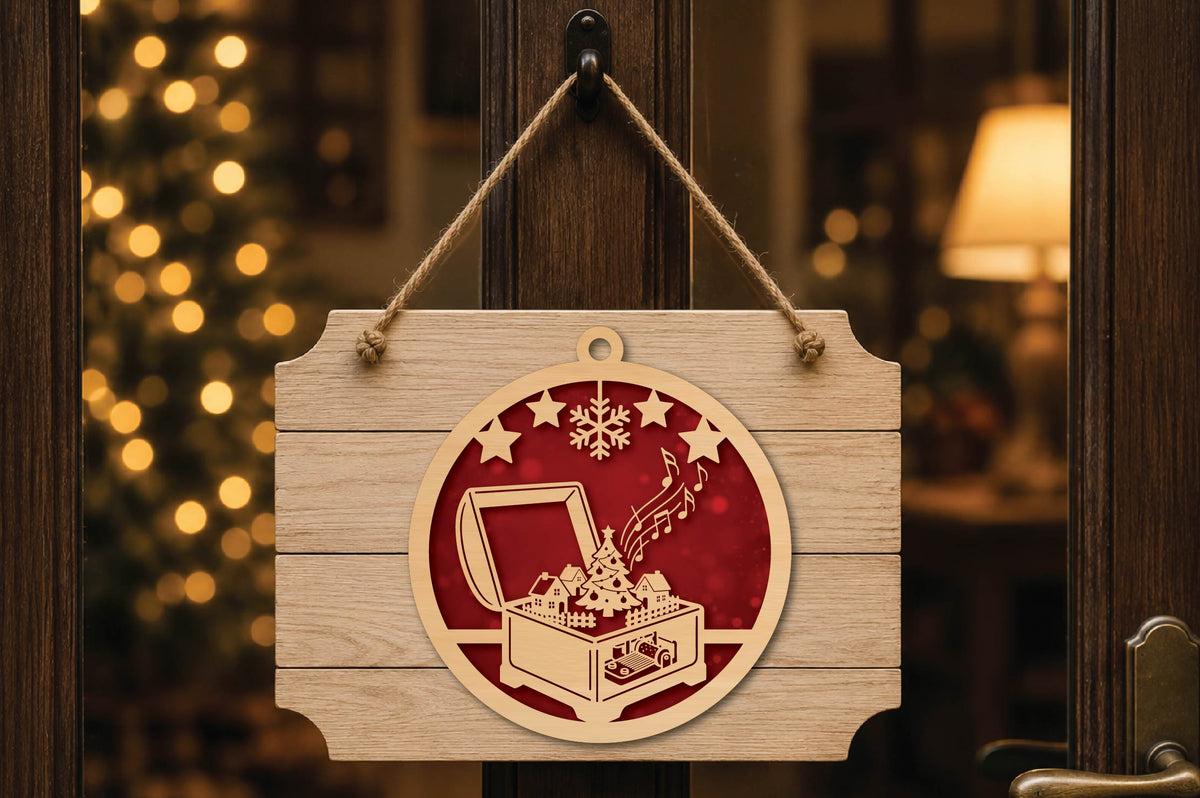 Christmas Music Box Ornament Laser Cut SVG