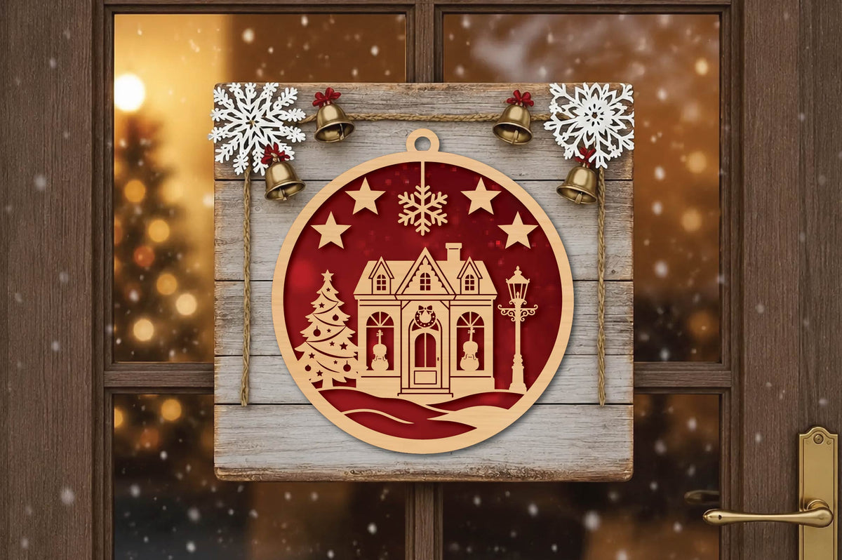 Christmas Music House Ornament Laser Cut SVG