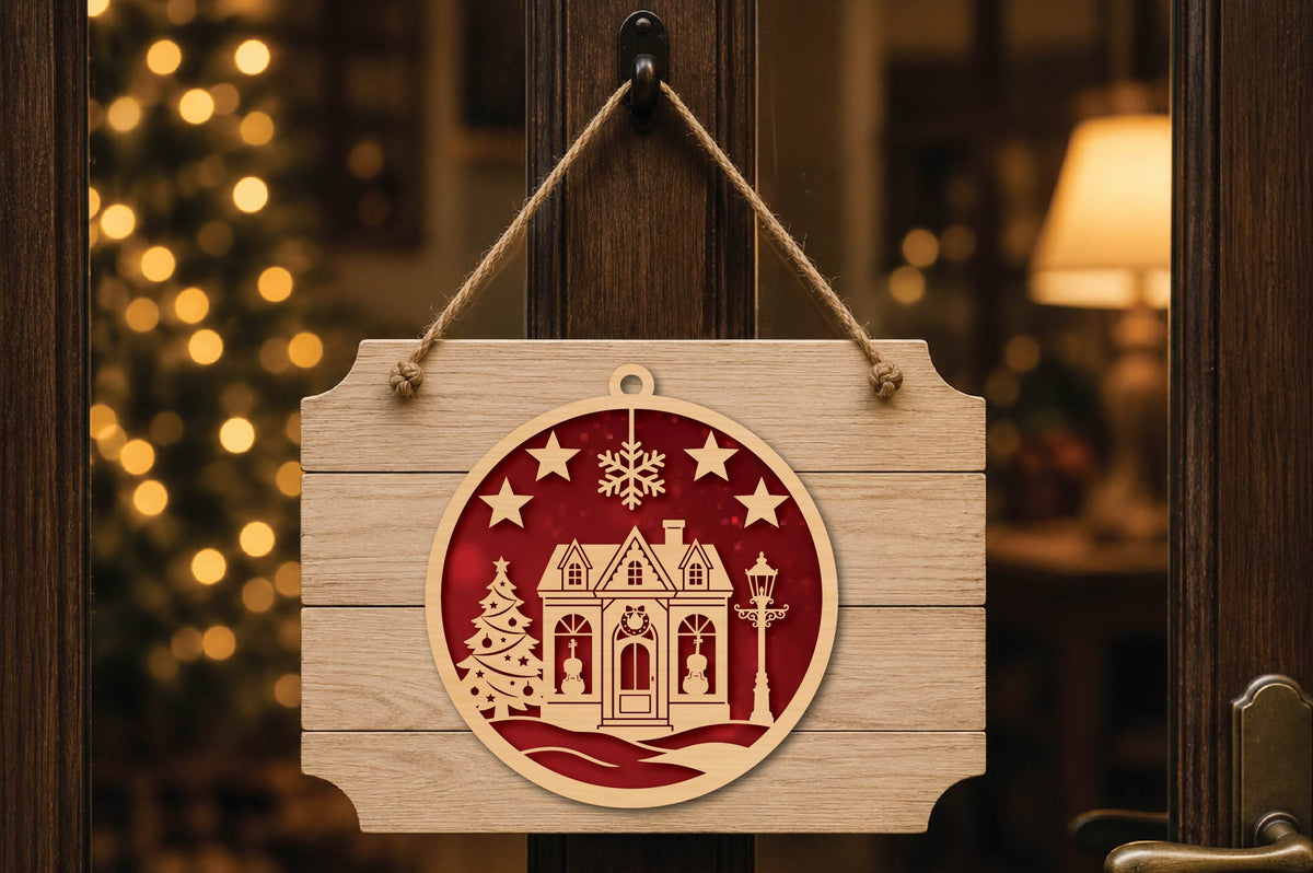 Christmas Music House Ornament Laser Cut SVG