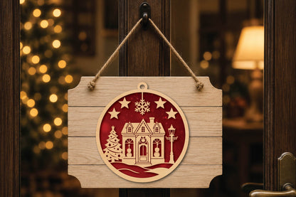 Christmas Music House Ornament Laser Cut SVG