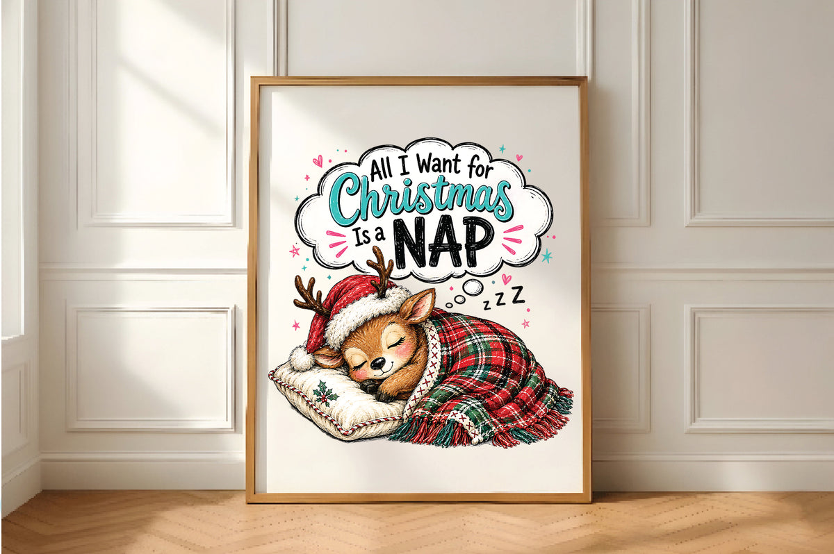 All I Want for Christmas Is a Nap Reindeer PNG