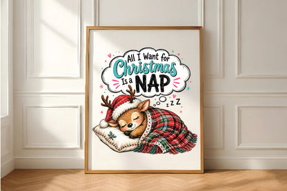 All I Want for Christmas Is a Nap Reindeer PNG