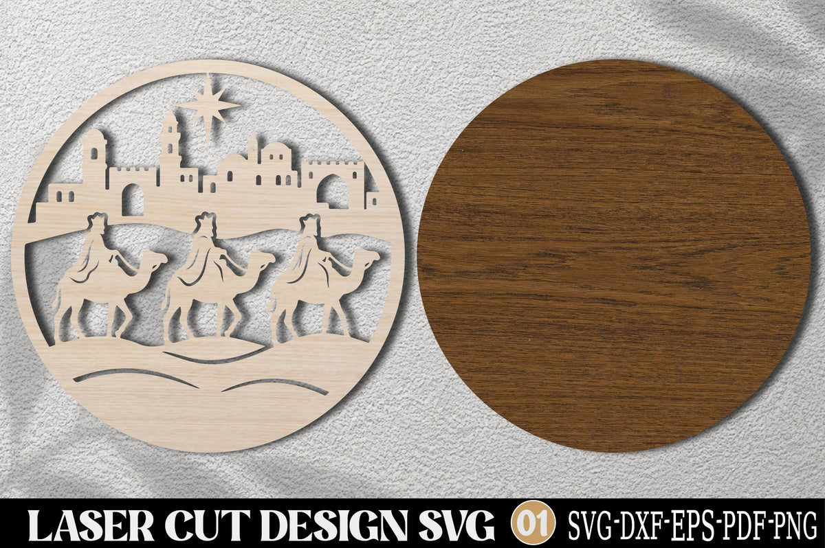 Christmas Nativity Scene Ornament Laser Cut SVG | Holy Night Christmas Ornament