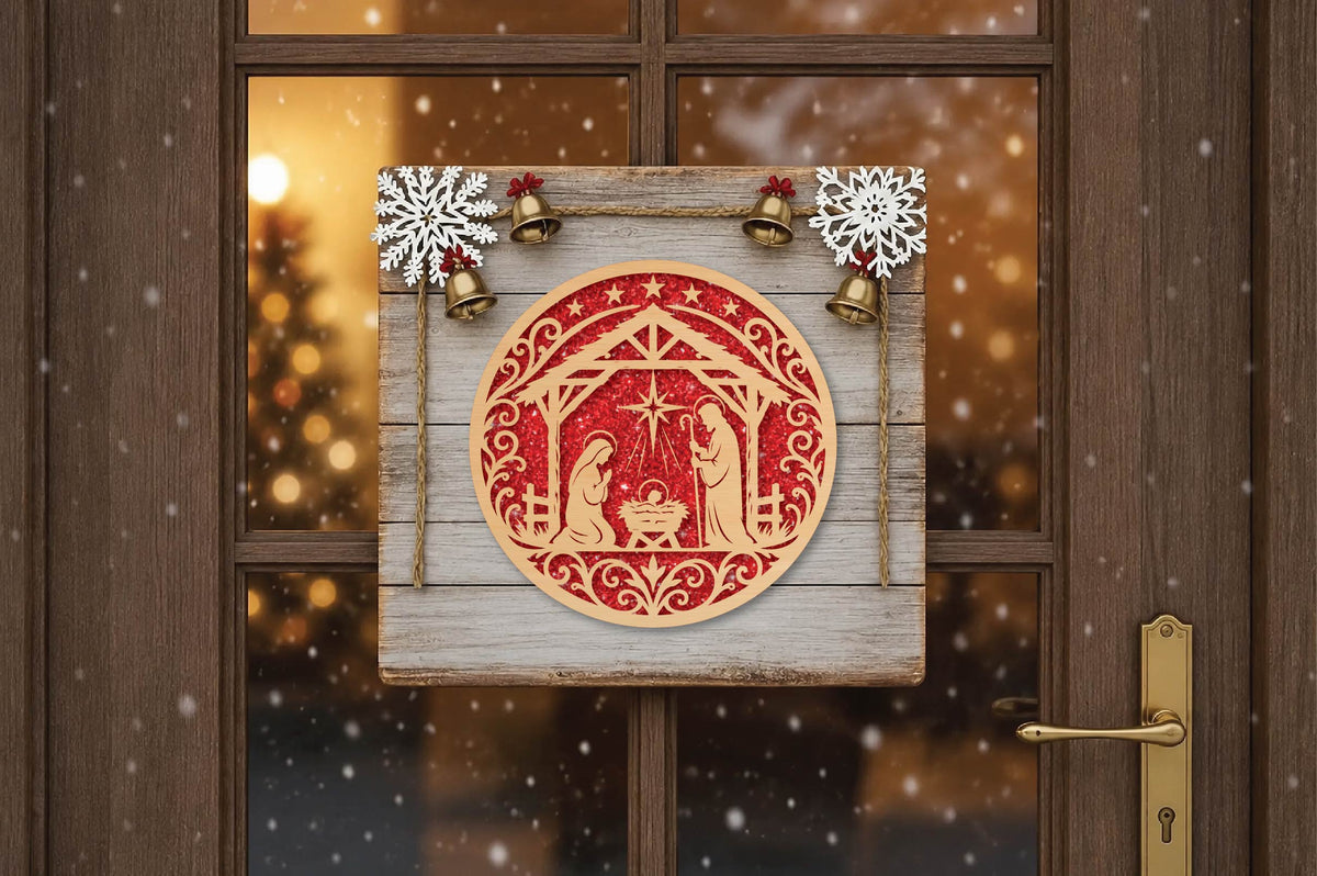 Christmas Nativity Scene Laser Cut SVG, Holy Family Christmas Ornament Cut File, Religious Holiday Decor