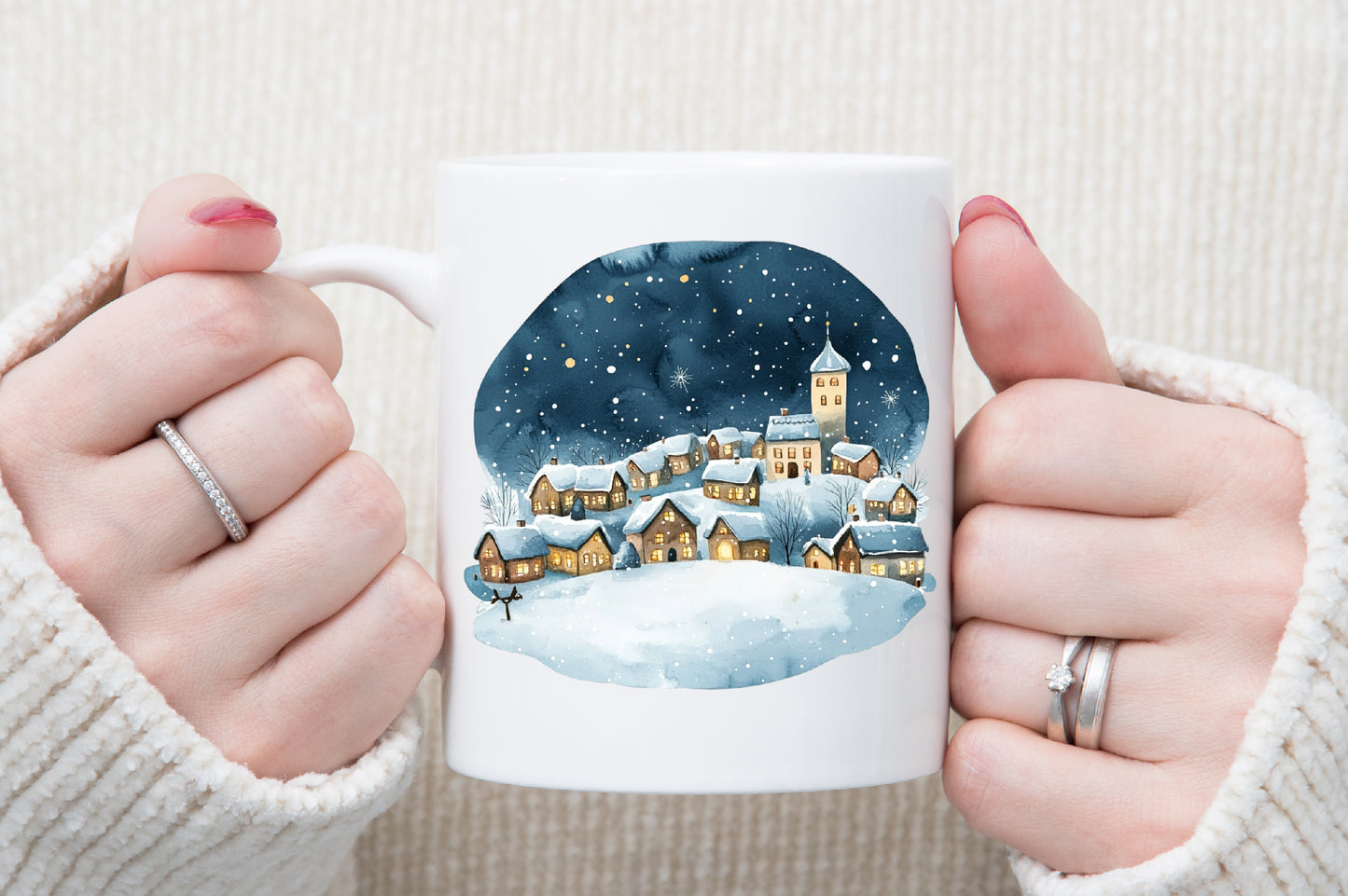 Christmas Nights Watercolor Illustrations PNG Bundle