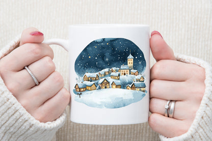 Christmas Nights Watercolor Illustrations PNG Bundle