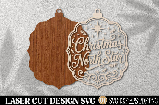 Christmas North Star Laser Cut SVG | Christmas Ornament Cut File