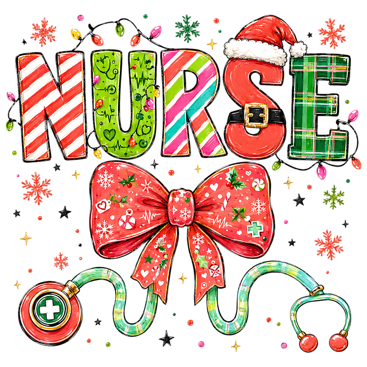 Christmas Nurse Bow Stethoscope PNG