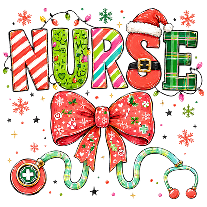 Christmas Nurse Bow Stethoscope PNG
