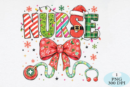 Christmas Nurse Bow Stethoscope PNG