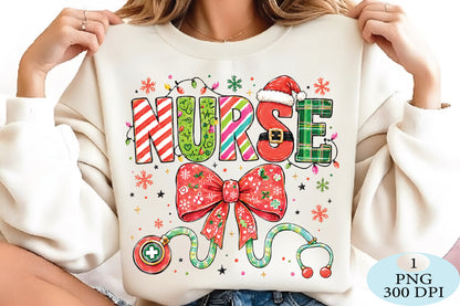 Christmas Nurse Bow Stethoscope PNG