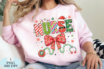 Christmas Nurse Bow Stethoscope PNG
