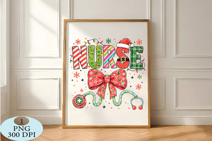 Christmas Nurse Bow Stethoscope PNG