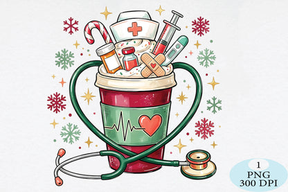 Christmas Nurse Coffee Cup PNG