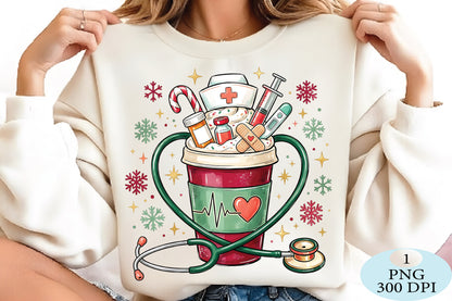 Christmas Nurse Coffee Cup PNG