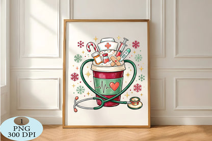 Christmas Nurse Coffee Cup PNG