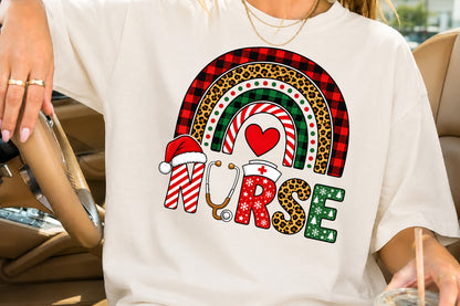 Christmas Nurse Life Rainbow PNG Sublimation