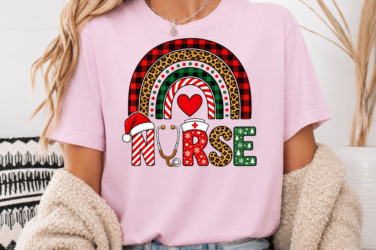 Christmas Nurse Life Rainbow PNG Sublimation