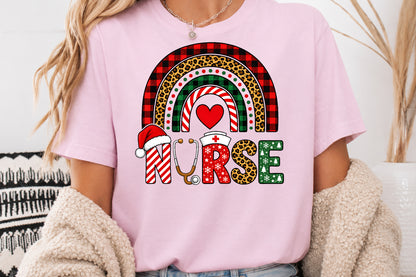 Christmas Nurse Life Rainbow PNG Sublimation