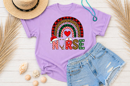 Christmas Nurse Life Rainbow PNG Sublimation