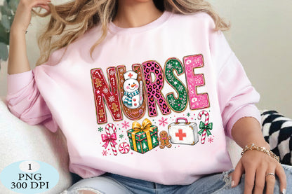 Christmas Nurse Snowman Leopard PNG