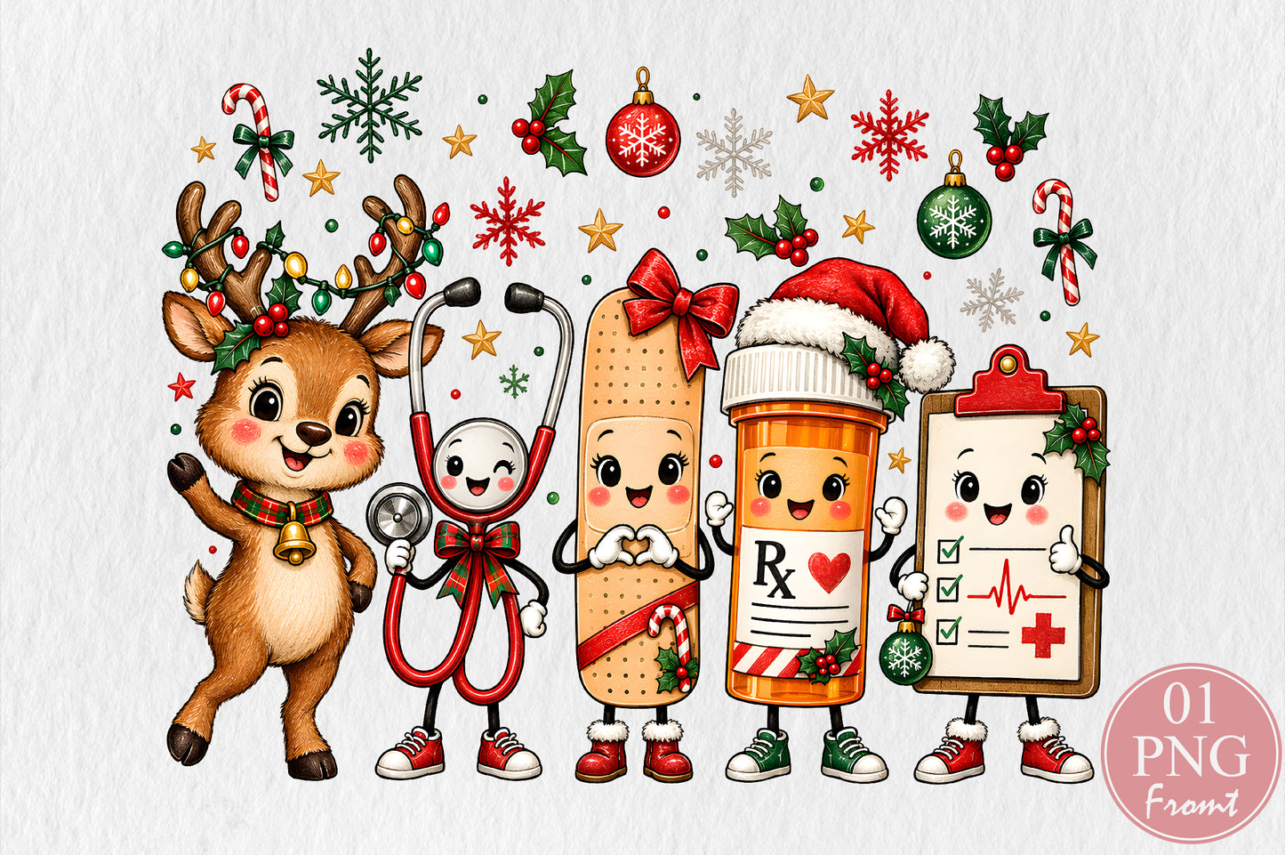 Christmas Nurse Squad PNG Sublimation Clipart