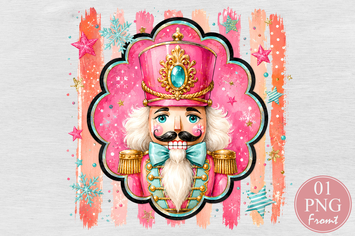 Christmas Nutcracker PNG Pink Pastel Holiday Soldier Sublimation Design