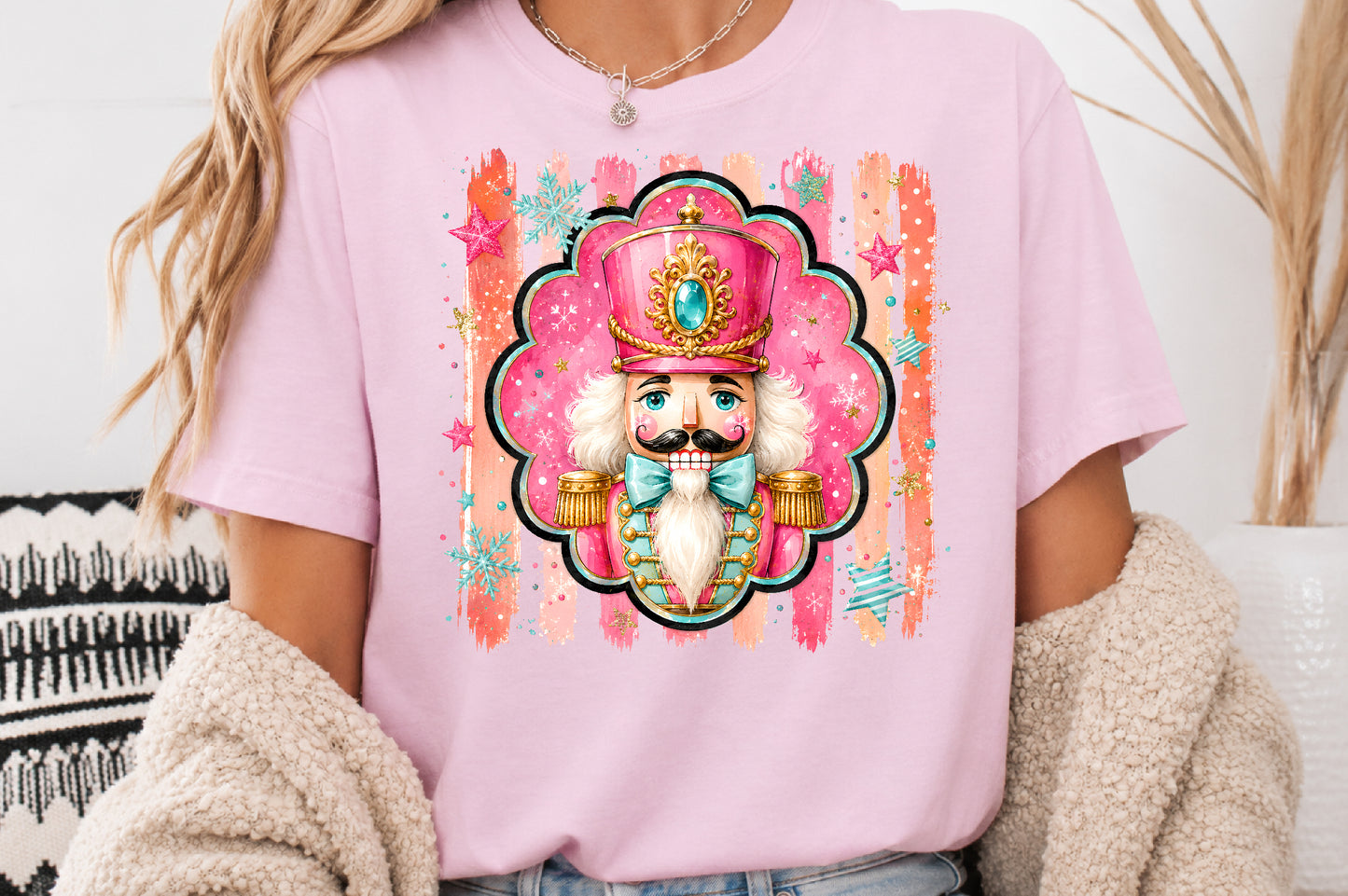 Christmas Nutcracker PNG Pink Pastel Holiday Soldier Sublimation Design