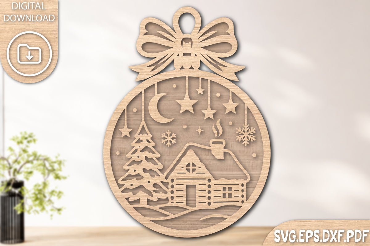 Christmas House Ornament Laser Cut SVG