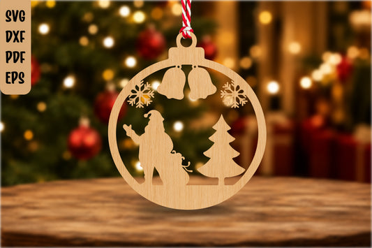 Santa Christmas Ornament SVG Laser Cut