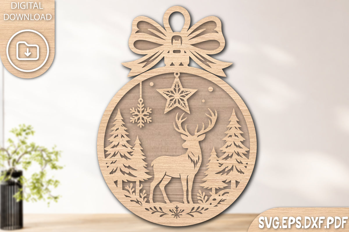 Christmas Deer Ornament SVG