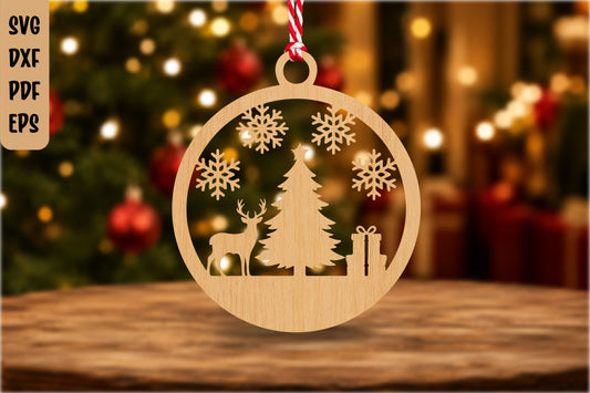 Christmas Tree Deer Ornament SVG Laser Cut