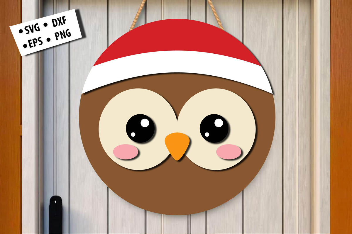 Christmas Owl Face Laser Cut SVG