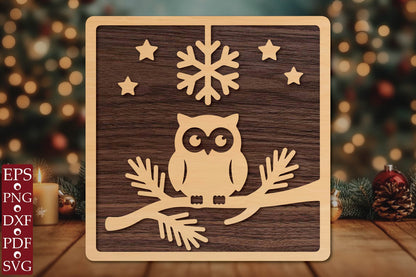 Christmas Owl Laser Cut SVG