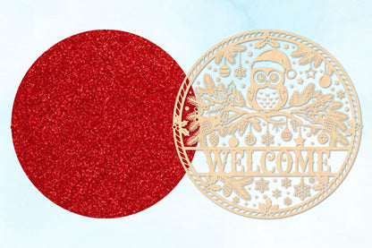 Christmas Owl Welcome Laser Cut SVG