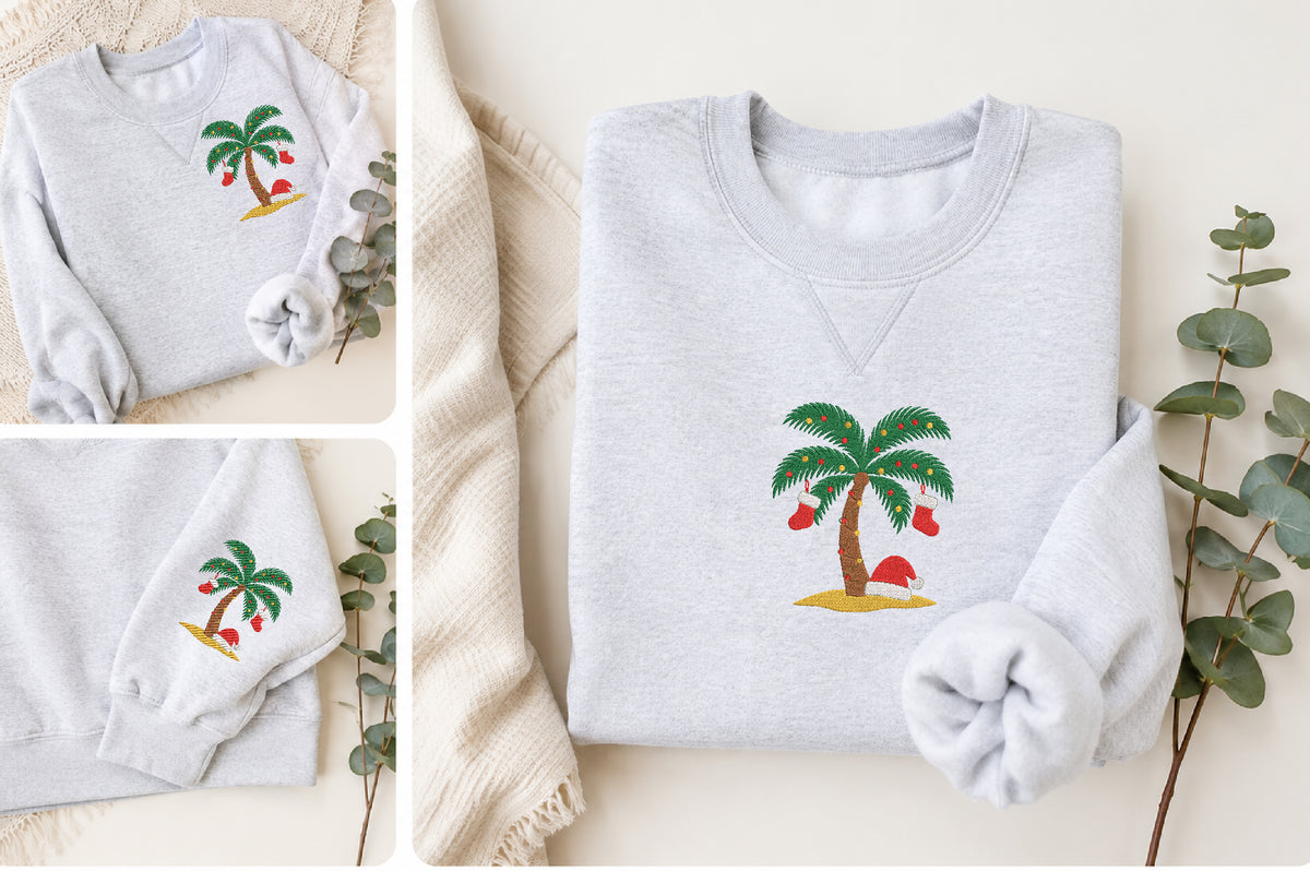 Christmas Palm Tree Embroidery Design