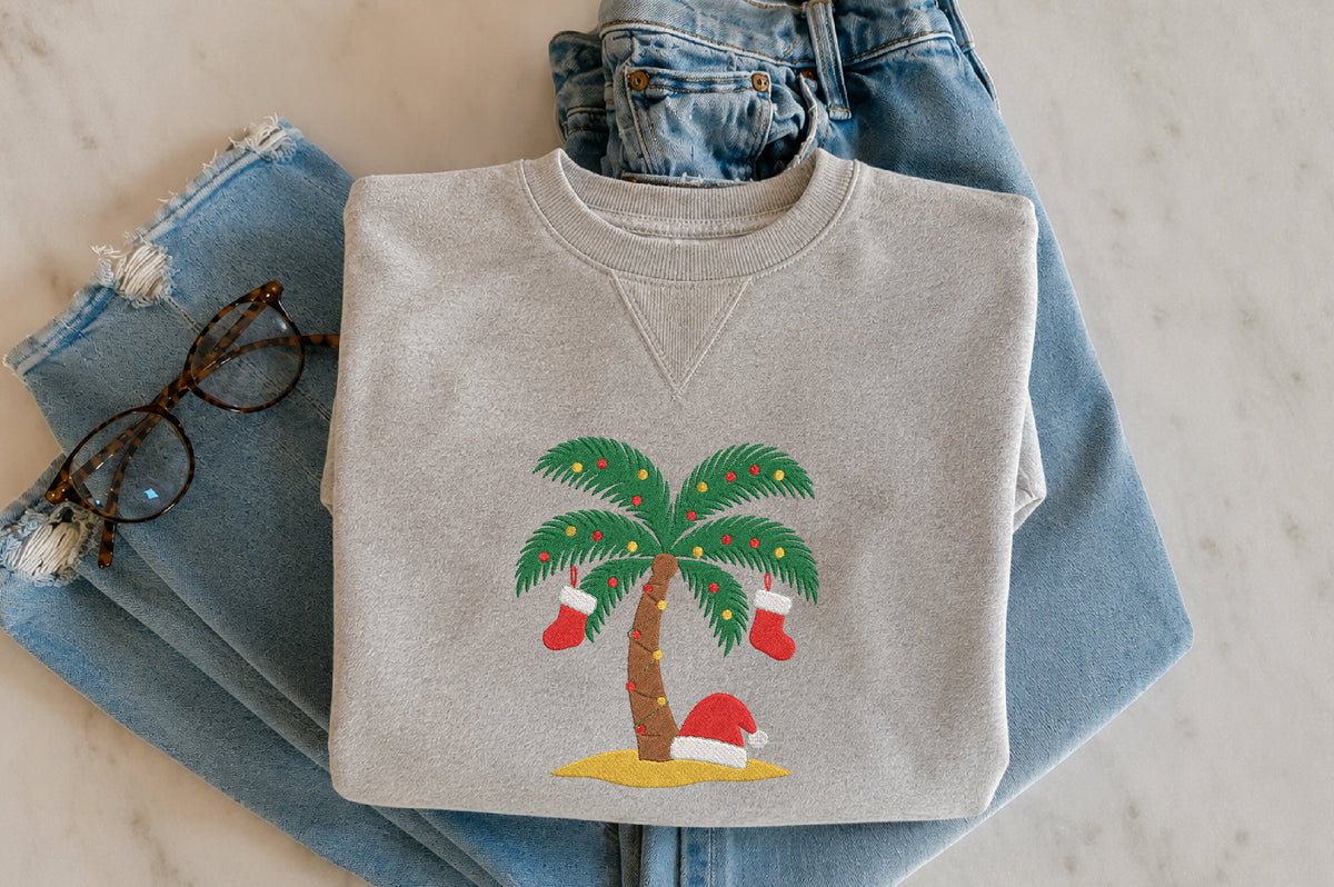Christmas Palm Tree Embroidery Design
