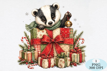 Christmas Panda Gift Box Holiday PNG Clipart