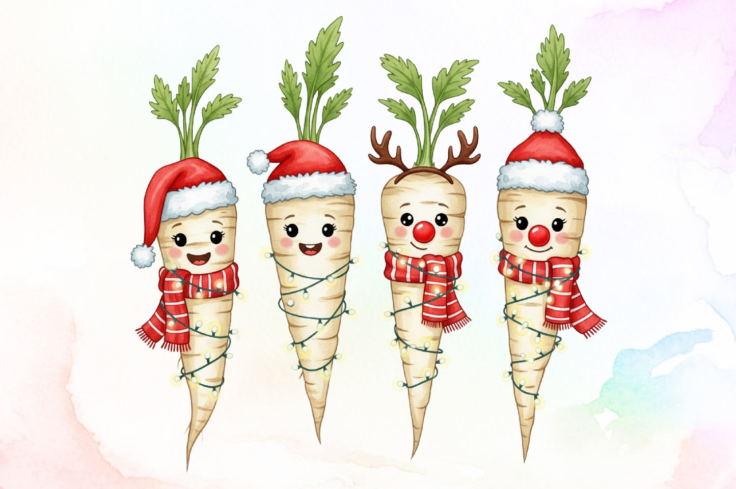 Christmas Parsnips Watercolor Clipart PNG Bundle