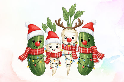 Christmas Parsnips and Pickles Clipart PNG Bundle
