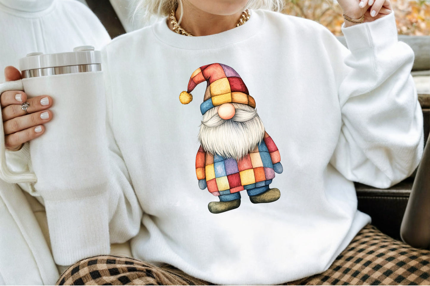 Christmas Patchwork Gnome Clipart PNG Bundle Cute Holiday Gnomes