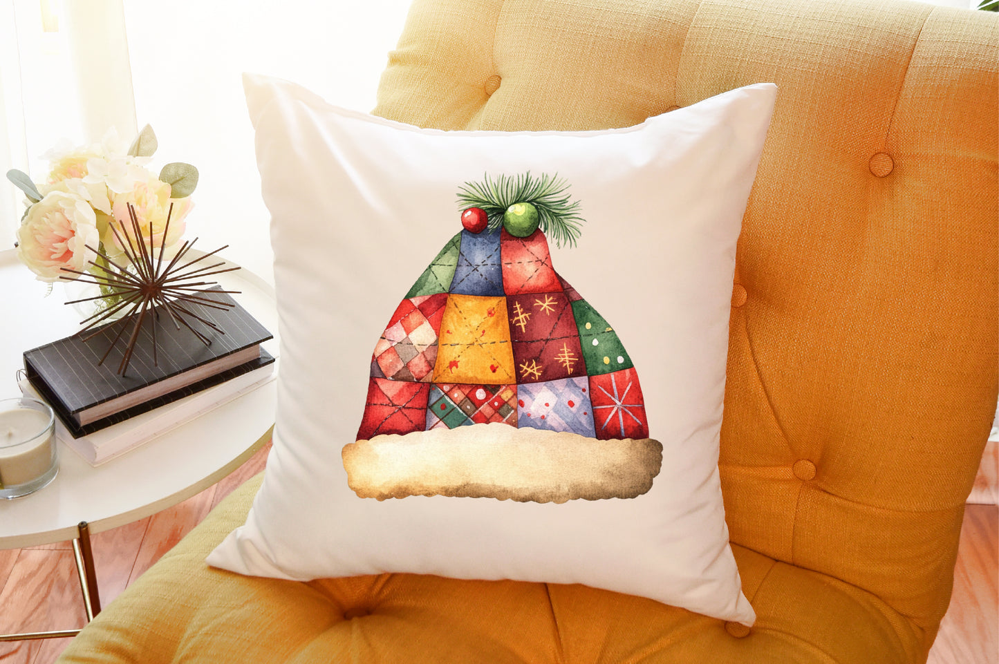 Christmas Patchwork Hat Clipart PNG Bundle Cute Winter Hats